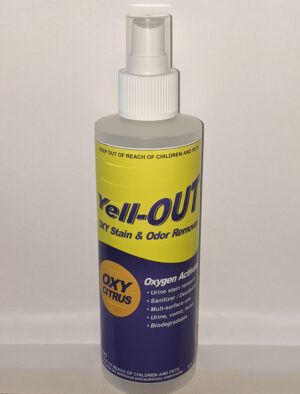 Yell-OUT pet urine stain remover and deodorizer.