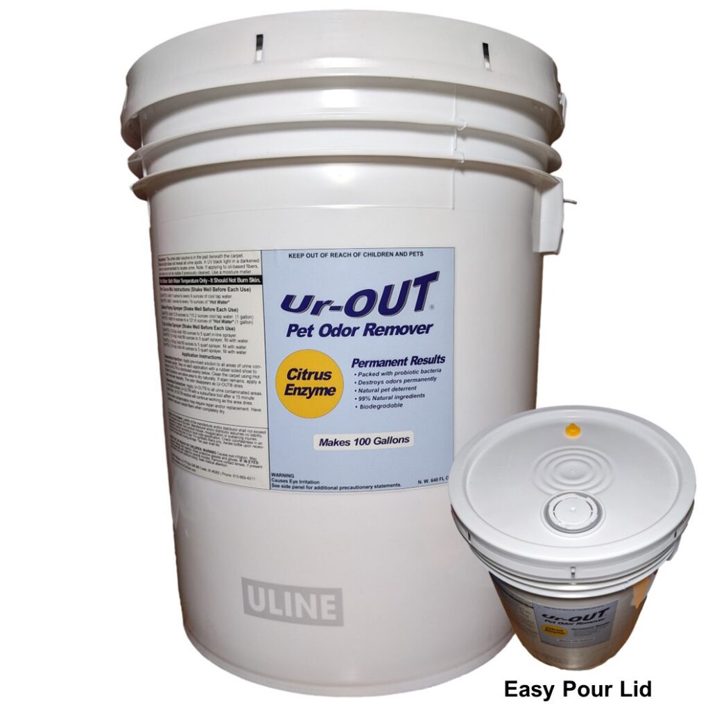 Ur-OUT® Pet Urine Odor Remover 5 Gallon Pail, Ultra Concentrated Pet Urine Eliminator, Makes 100 Gallons RTU.
