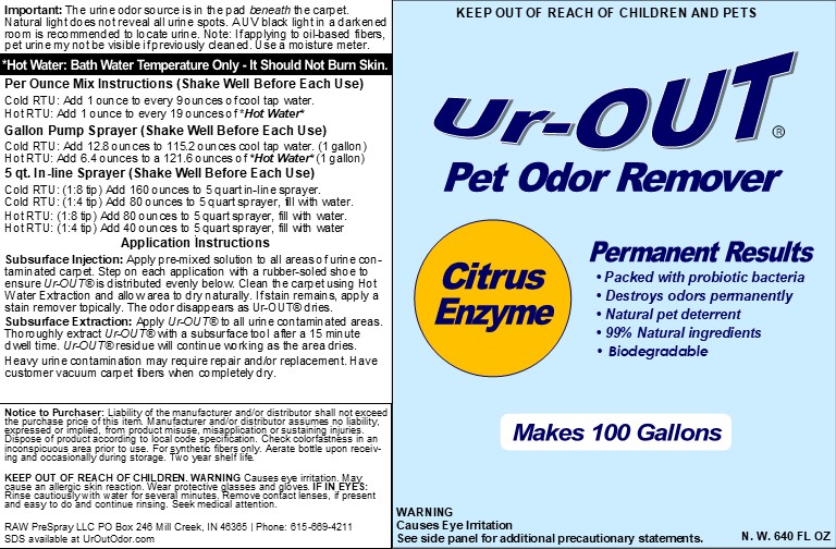 Ur-OUT® Pet Urine Odor Removal 5 Gallon Pail Product Label and Instructions